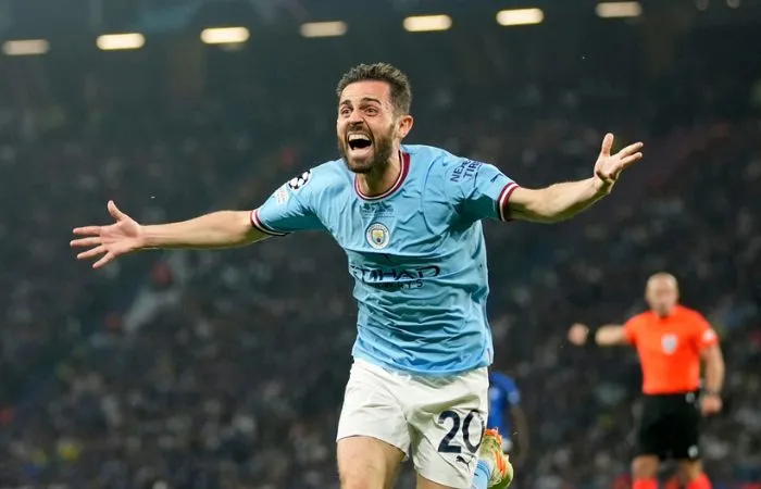 AP Bernardo Silva festejando el gol ante el Inter