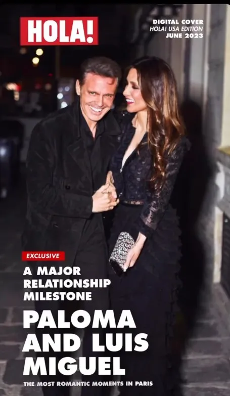Luis Miguel y Paloma Cuevas sonriendo