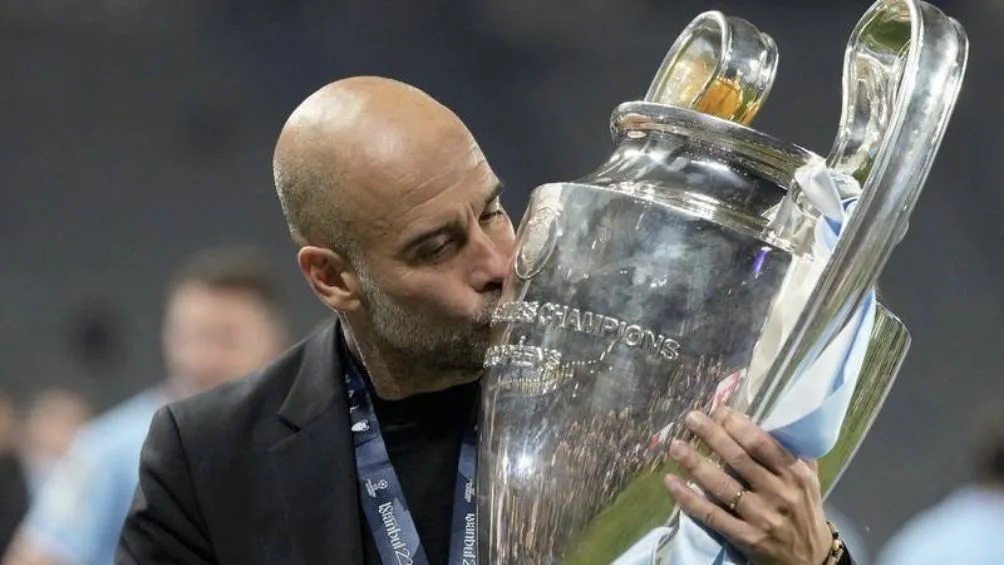 AP Guardiola celebra la Champions con el Manchester City