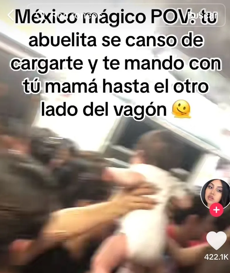 CAPTURA DE PANTALLA: TIKTOK- @abysagu ¡Viene, viene! Bebé se hace viral en Tik Tok tras pasar de mano en mano en vagón del Metro