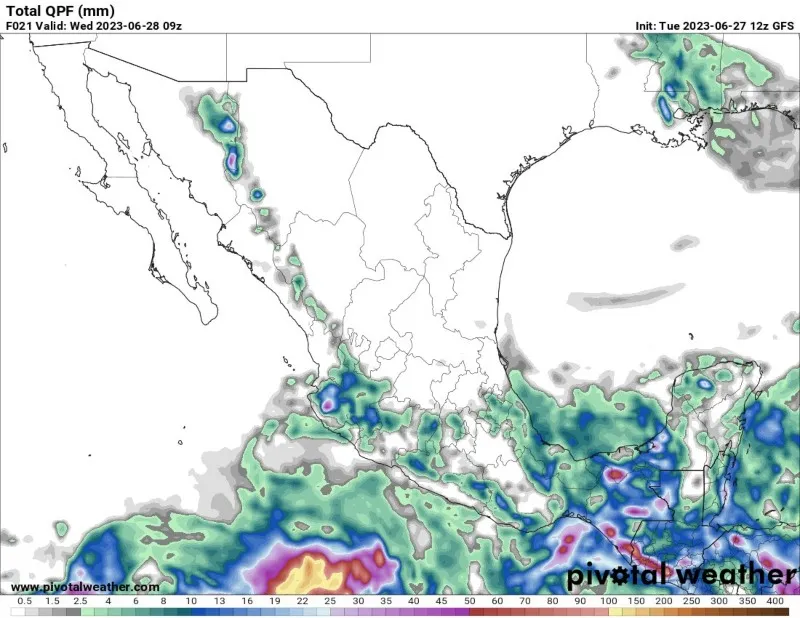 Mapa de México tras los incidentes del Ciclón tropical Adrián