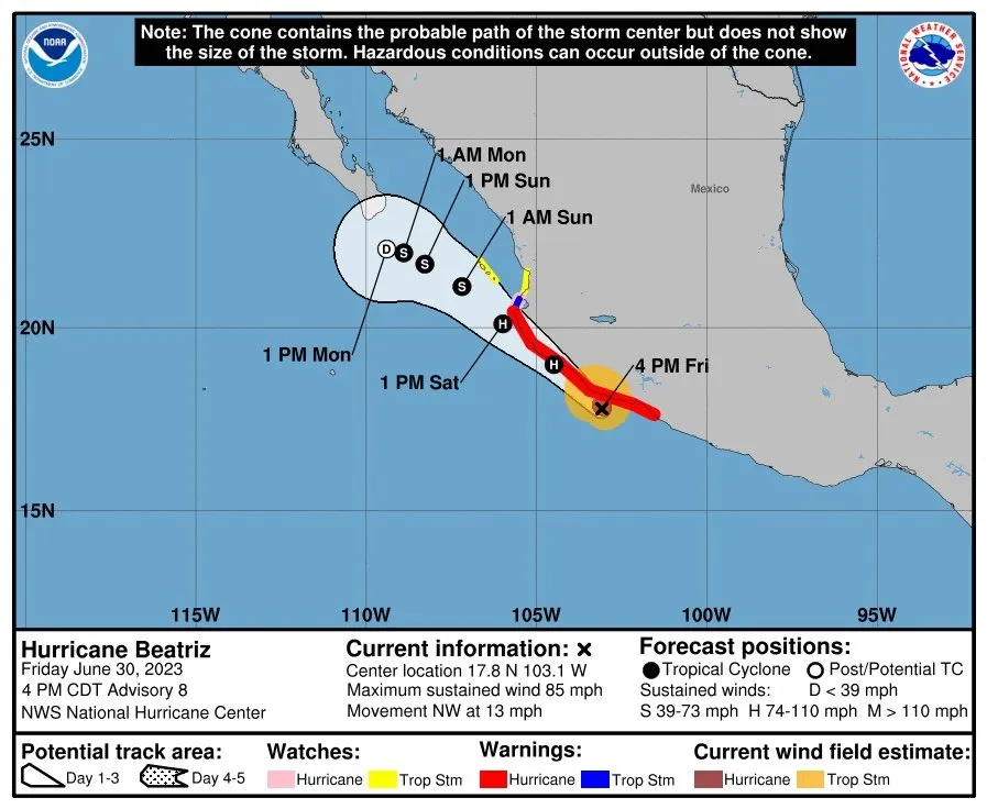 Huracán Beatriz en el Océano Pacífico