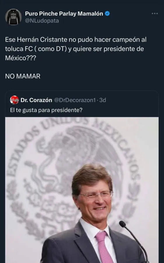 Comentarios irónicos sobre Hernán Cristante