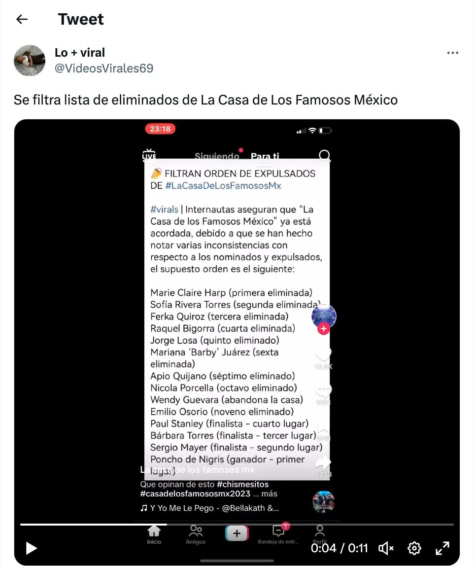 Lista de elimiminados de LCDLF.