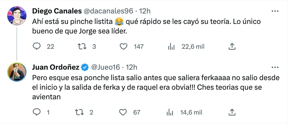 Fans del reality celebraron que la lista falló.