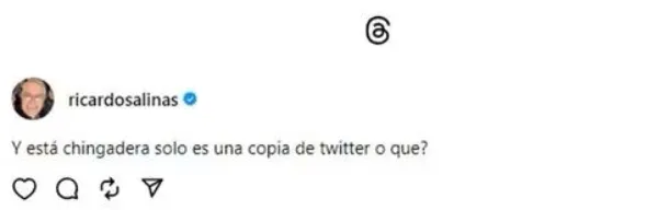 CAPTURA DE PANTALLA: THREADS Primera publicación de Salinas en Threads