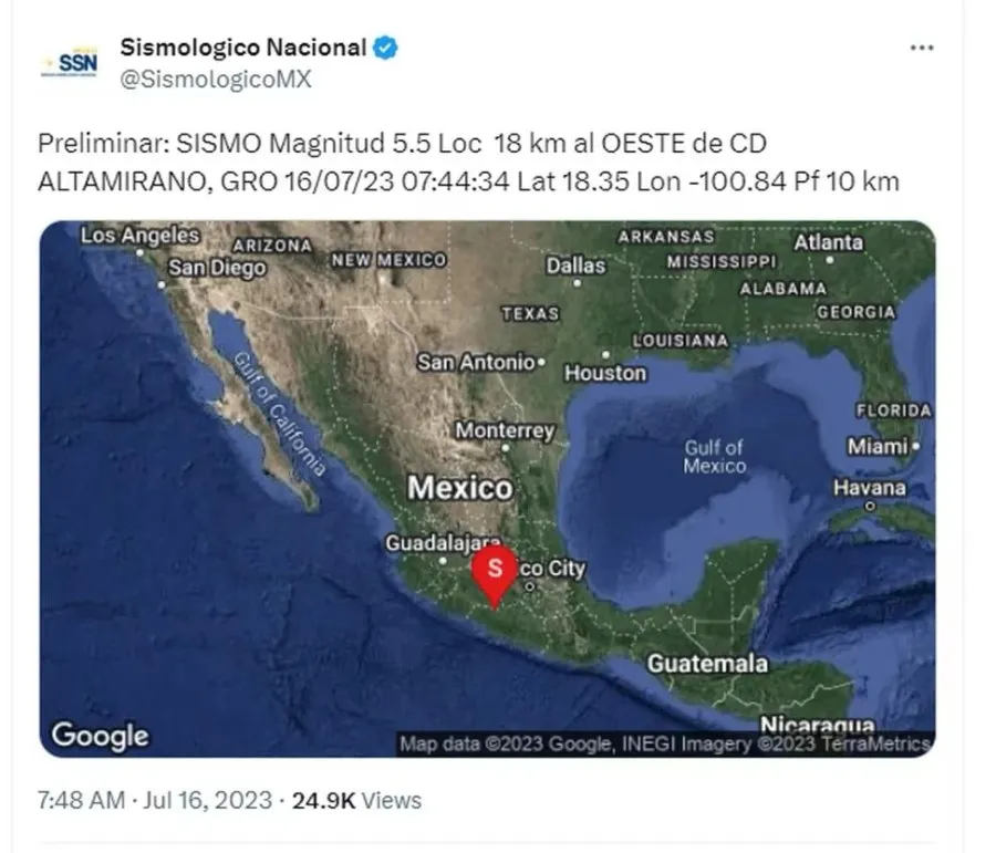 Reporte sismológico