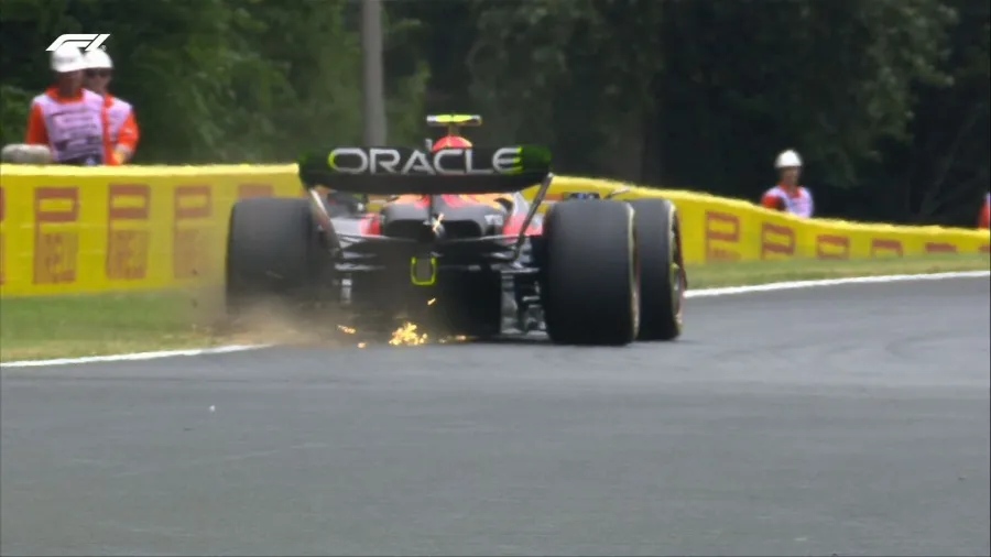 Checo perdió el control en inicio del GP de Hungría