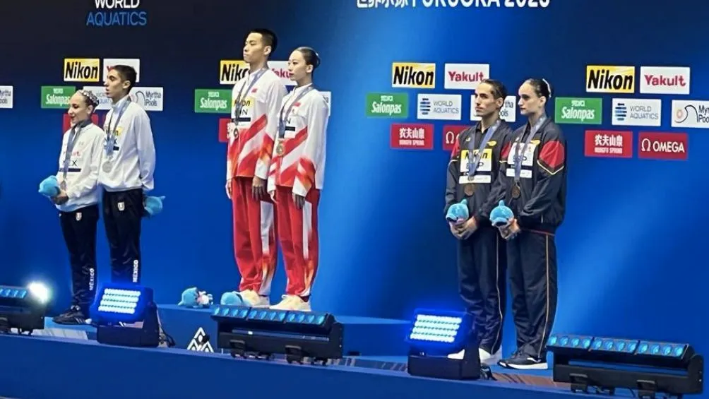 El podio en Fukuoka, Japón