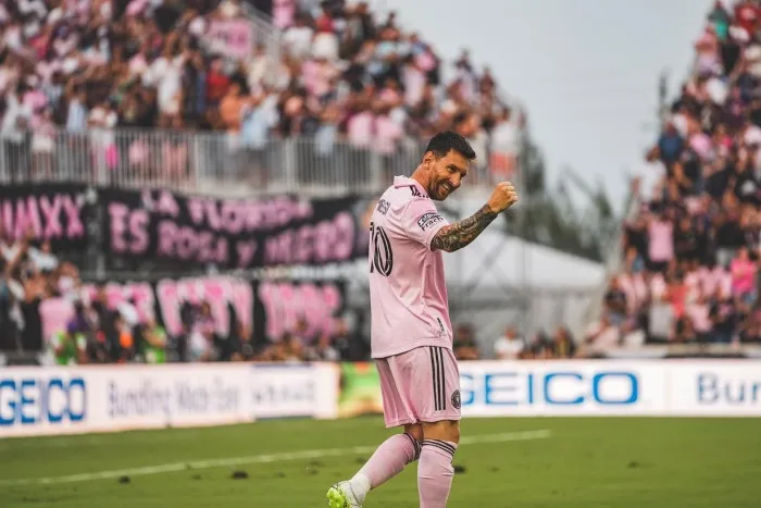 Messi celebrando su gol con el Inter Miami