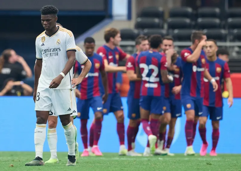 Barcelona celebrando el gol frente al Real Madrid