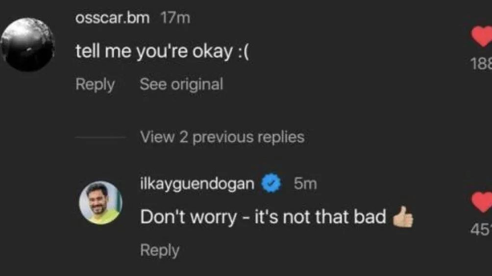 Gundogan respondió a la afición en redes sociales