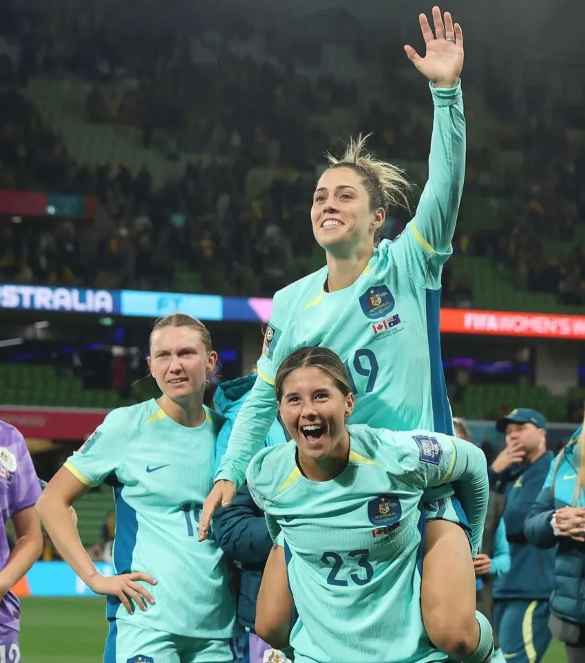 Festejo de gol del equipo australiano