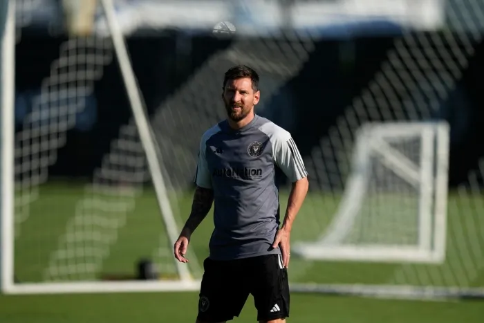 Lionel Messi en el entrenamiento de este martes