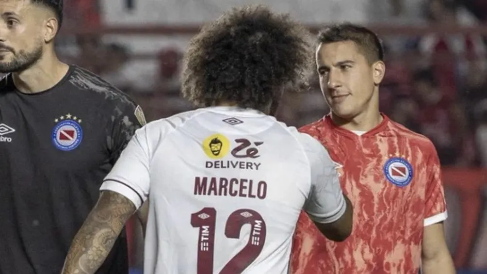 Marcelos y Luciano Sánchez antes de que comenzara el juego