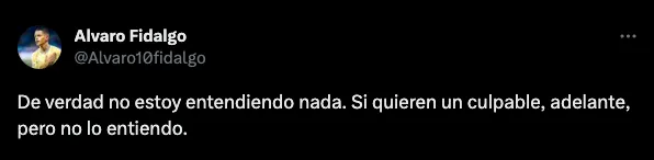 Este es el tweet de Fidalgo tras las acusaciones de la afición