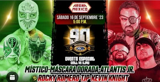 TJP, Rocky Romero y Kevin Knight enfrentarán a Místico, Máscara Dorada y Atlantis Jr. 