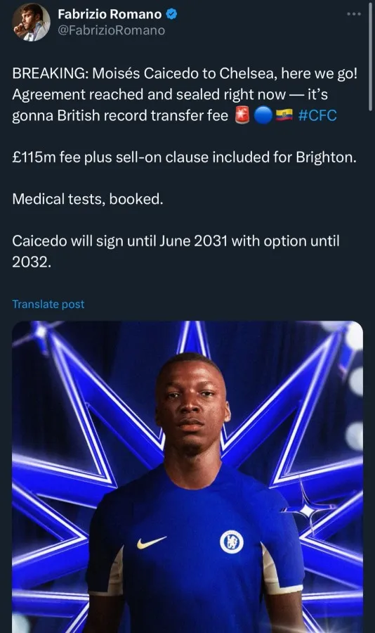 Tweet de Fabrizio Romano