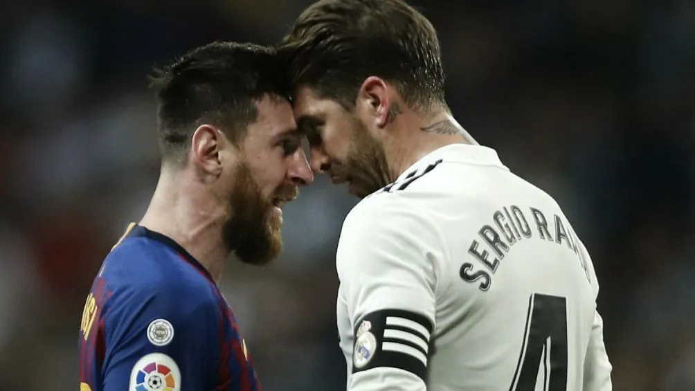 AP Ramos y Messi durante un Clásico español
