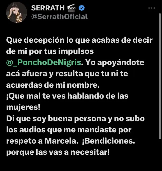 Captura de pantalla del post de Serrath.