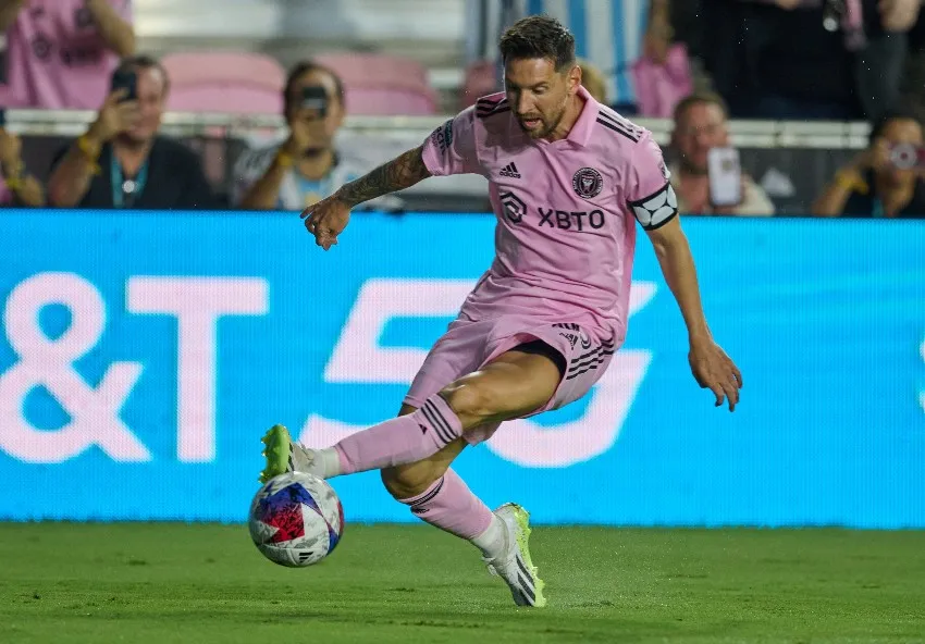 Messi en un juego de la Leagues Cup con Inter Miami