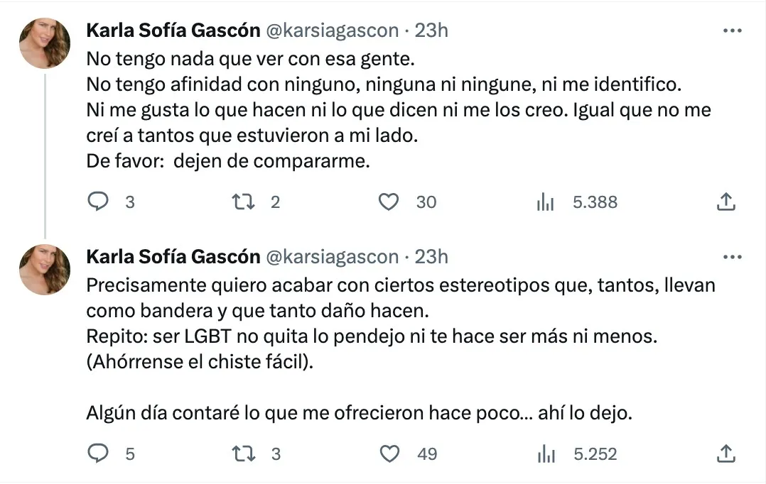 X: @karsiagascon Hilo de Karla Sofía Gascón en X, antes Twitter.
