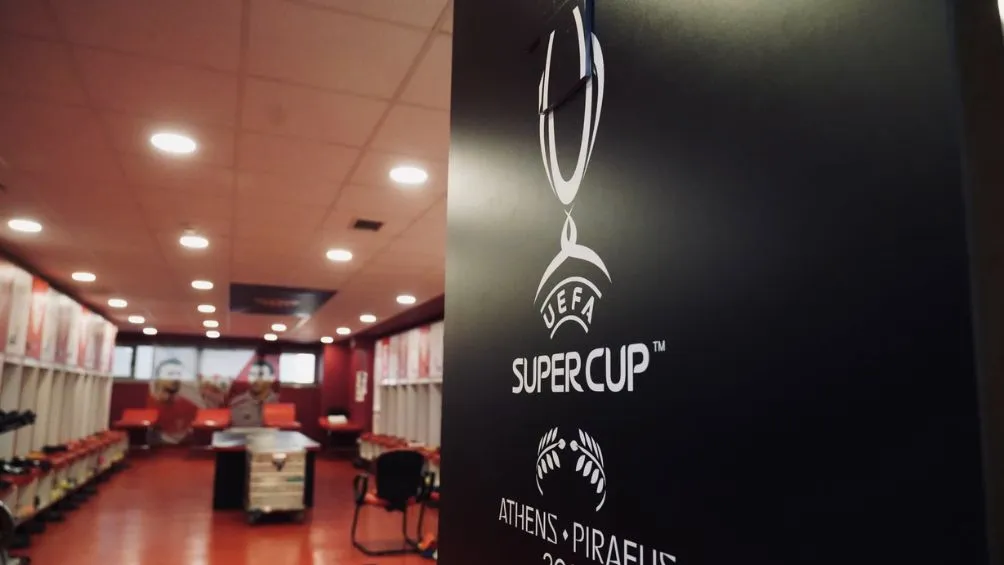 El vestidor del Sevilla previo al arranque de la Supercopa