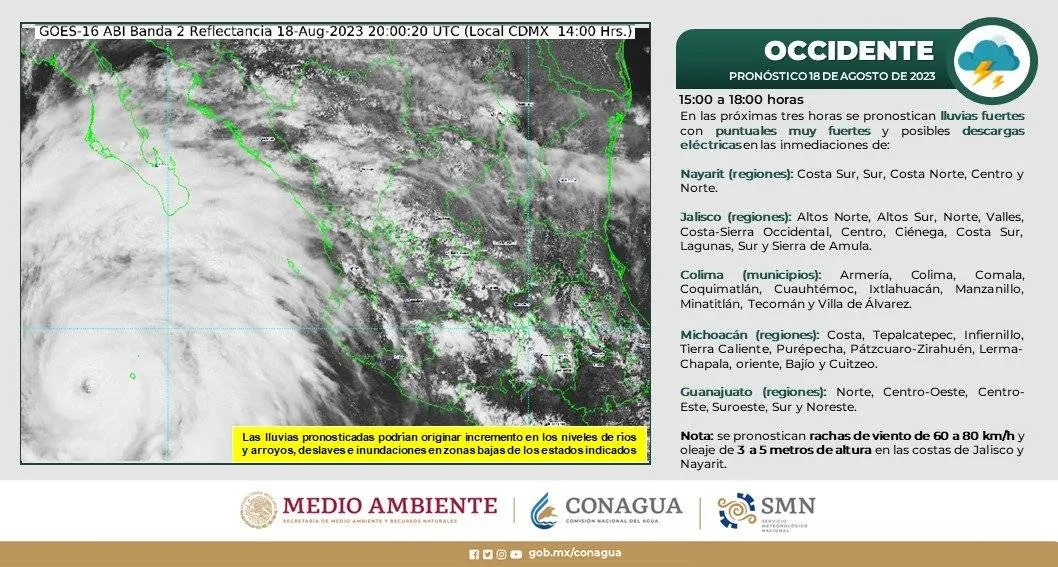 TWITTER: @conagua_clima Información del Huracán Hilary