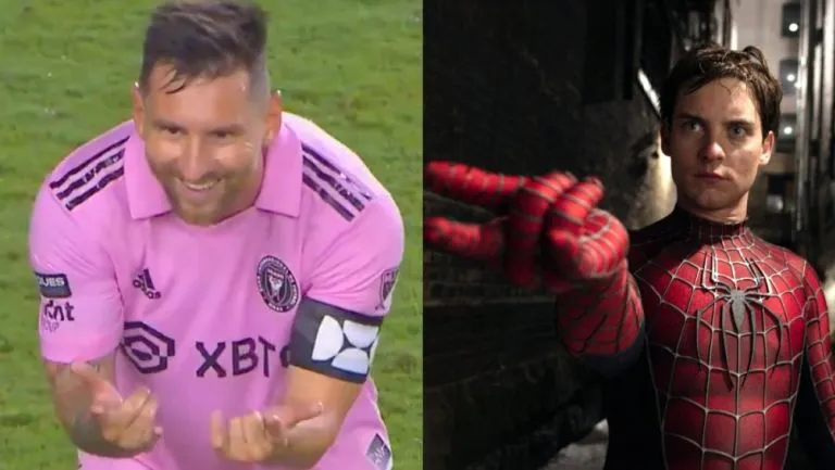 TWITTER Messi también imitó a Spiderman