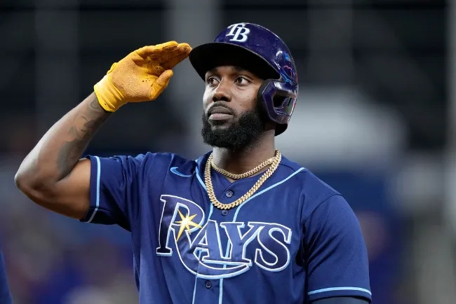 Randy Arozarena en un juego de Rays
