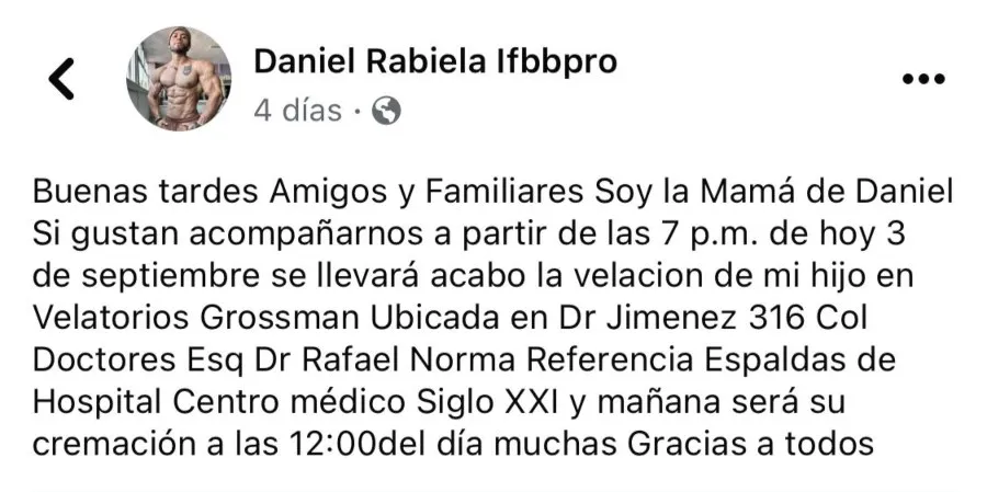 CAPTURA DE PANTALLA Mensaje de la madre de Daniel