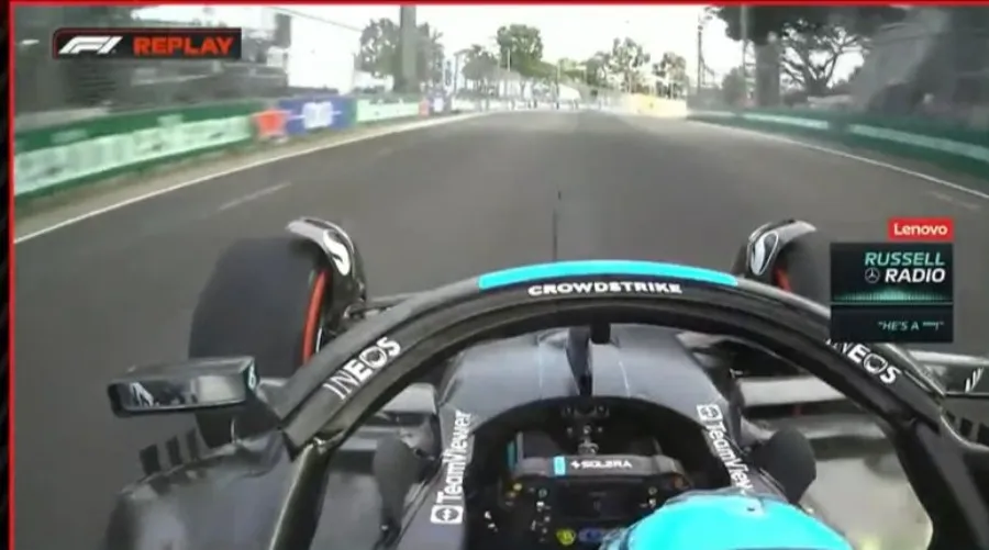 Russell insultó a Checo Pérez