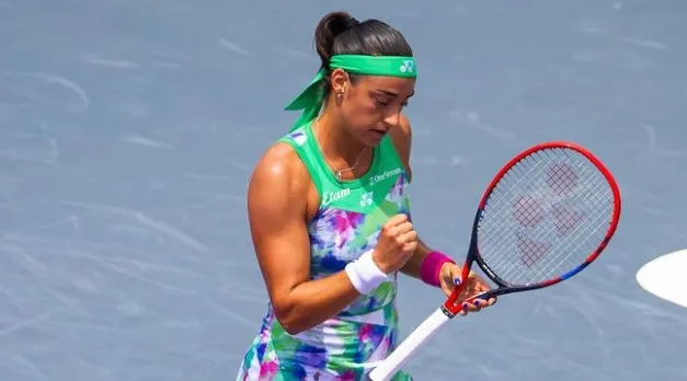 Caroline García durante un partido