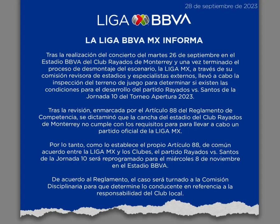 Comunicado de la Liga MX
