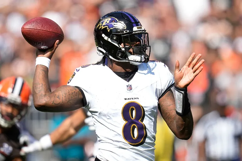 Lamar Jackson en un juego de Ravens
