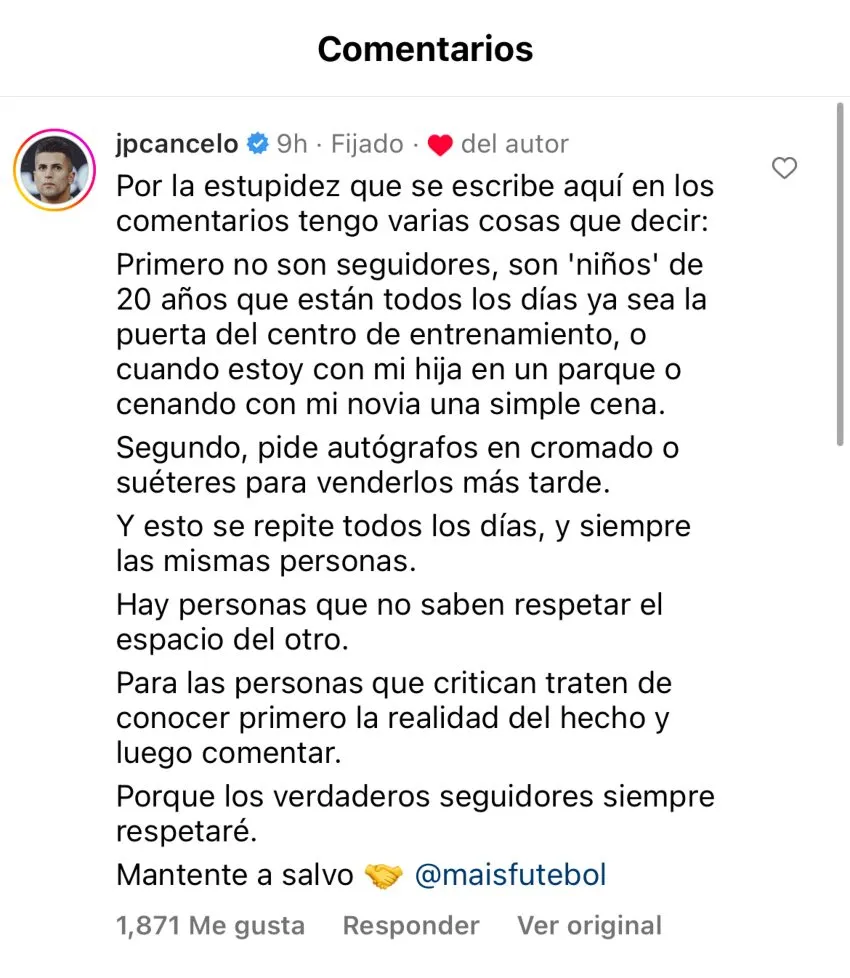 La declaración de Cancelo