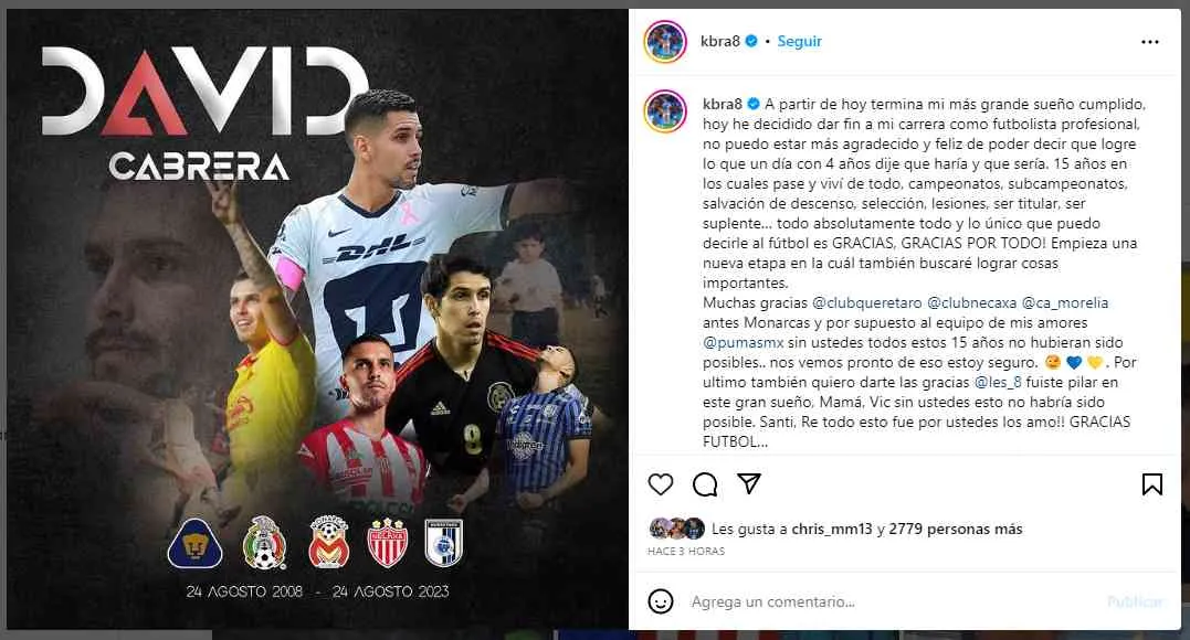 CAPTURA Así fue el mensaje de despedida del jugador