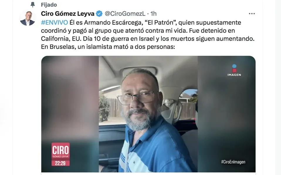 La publicación de Leyva en sus redes sociales