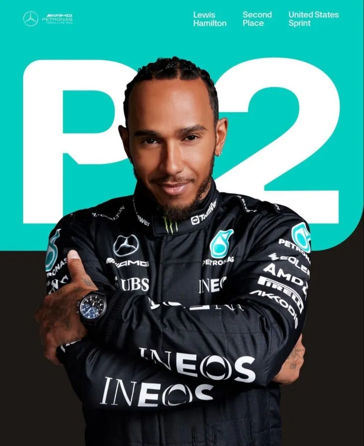 INSTAGRAM: @mercedesamgf1 Lewis Hamilton quedó 2do en la carrera sprint