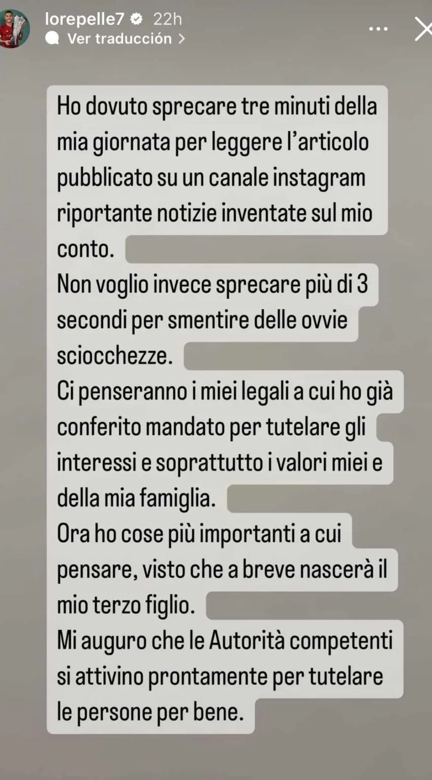 INSTAGRAM Pellegrini se defendió en Instagram