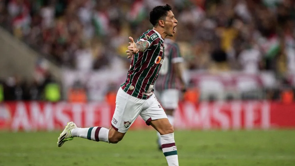 Germán Cano celebra el primer gol del encuentro
