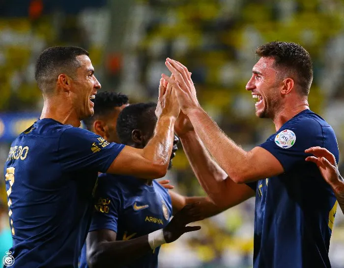 Cristiano Ronaldo con Aymeric Laporte