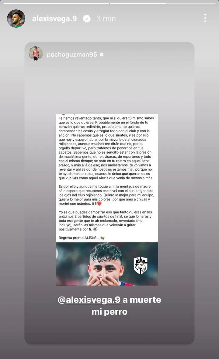 Guzmán compartió una publicación