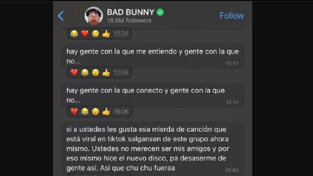 Bad Bunny criticó a sus seguidores que les gustó la canción con IA.
