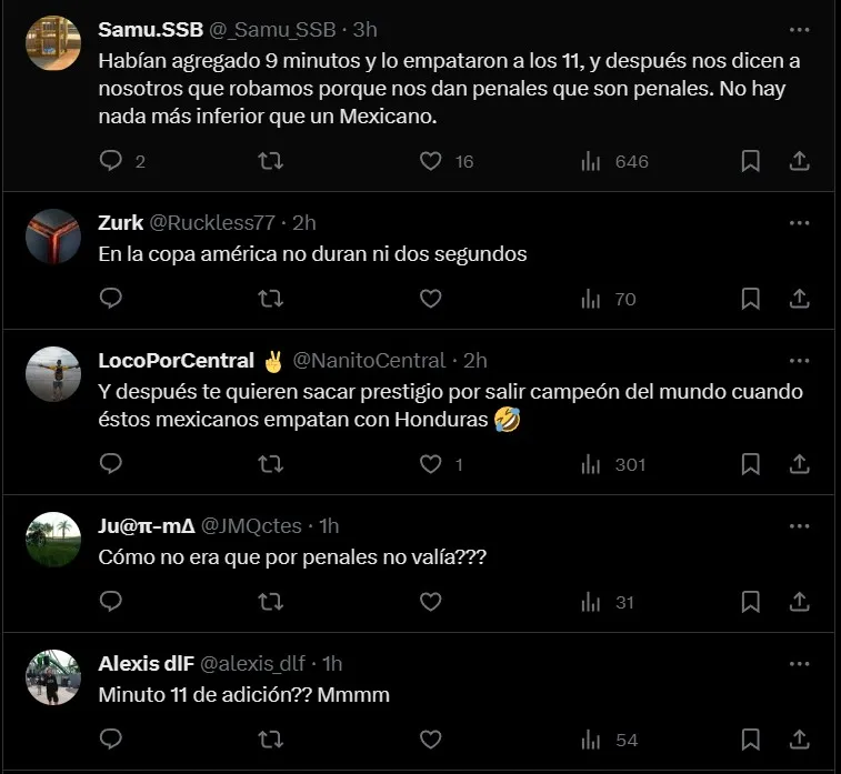Comentarios de la afición argentina