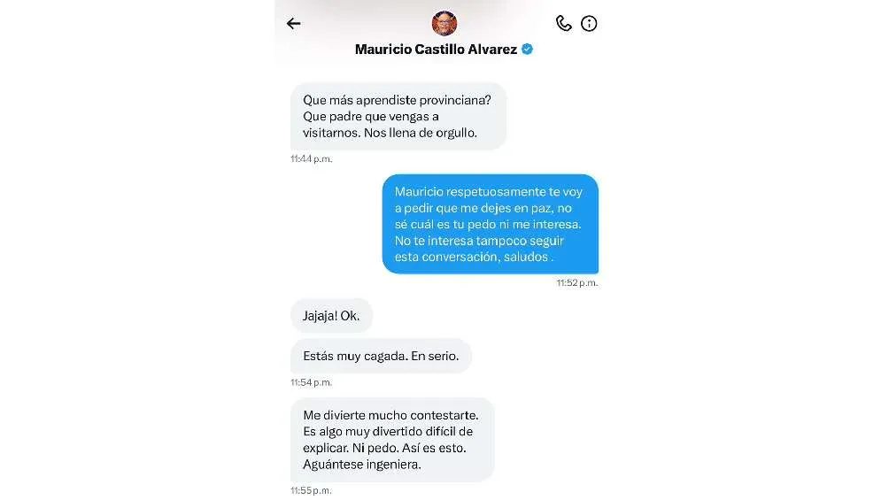 Lady Corrales compartió capturas de pantalla de los chats en privado.