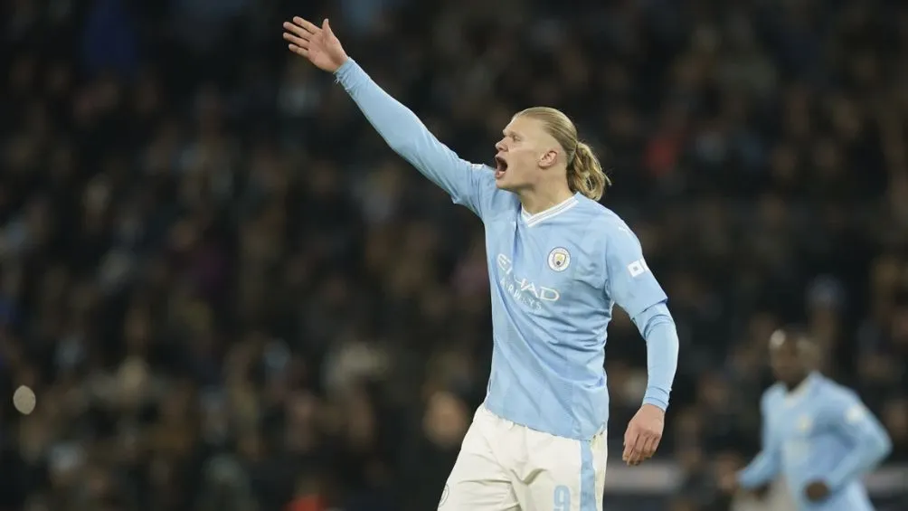 Haaland durante la remontada ante el Leipzig