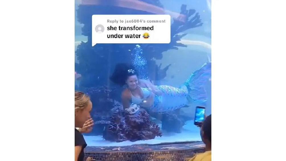 CAPTURA DE PANTALLA: TikTok: @nokukhanya.the_mermaid Primero la mujer estaba muy sonriente saludando a los presentes.
