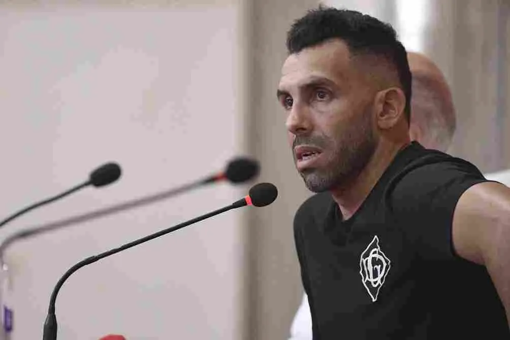 Tévez durante la conferencia de prensa