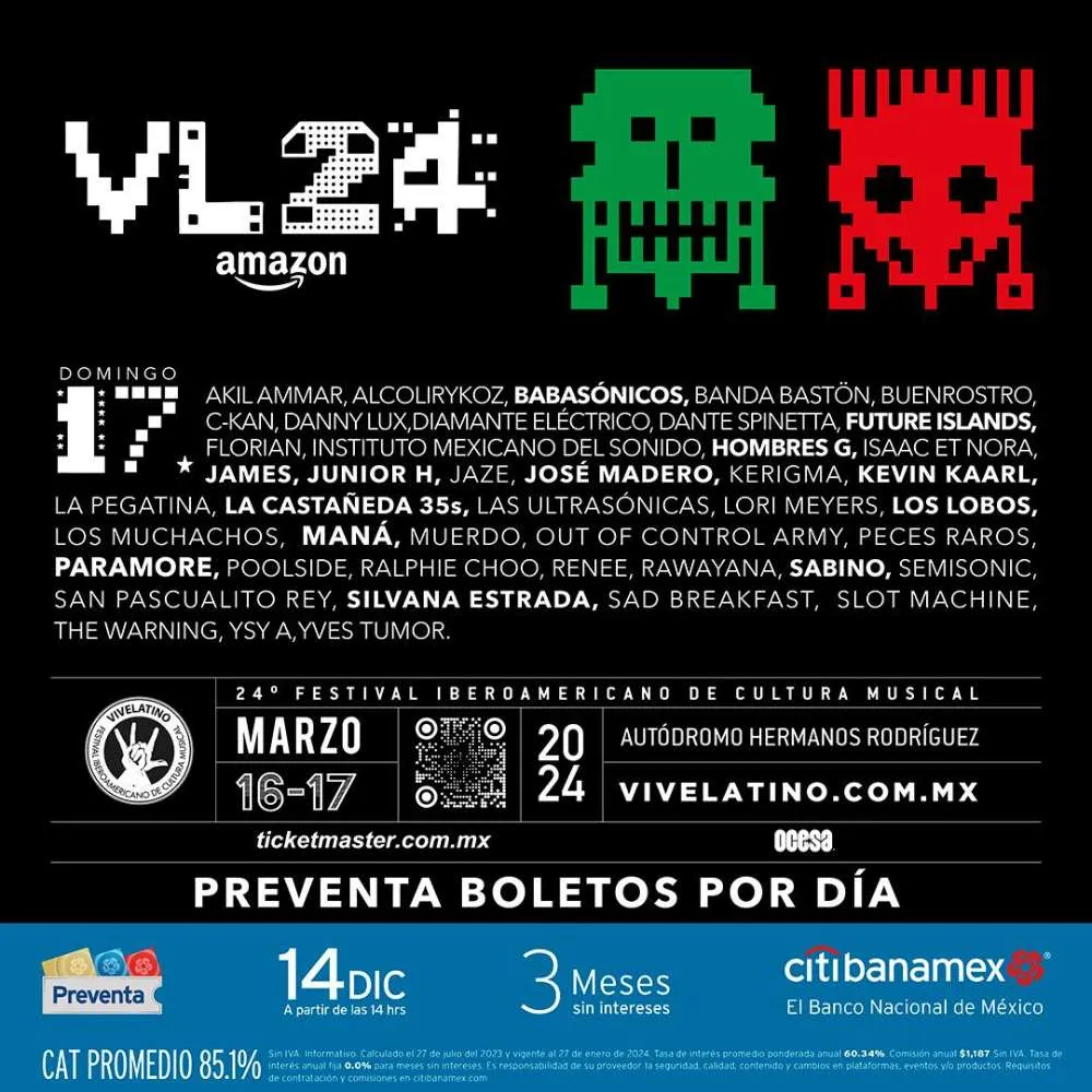 FB: @festivalvivelatino El domingo los más esperados serán Paramore y Maná.